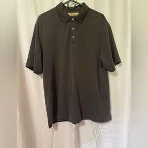 Tommy Bahama black and gray striped, size large , short sleeved polo